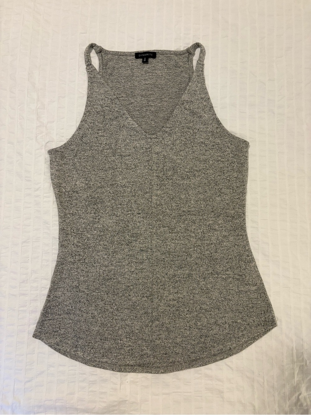 Dynamite Gray Ribbed V-Neck Tank